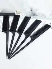 Set de 5 peines de dientes finos de plástico, peines para estilismo de cabello, adecuados para mujeres