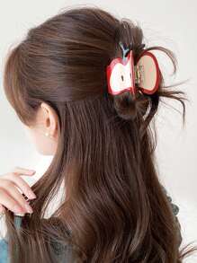 1pc Cute & Red Apple Shaped Acrylic Hair Claw Clip, Suitable For Women Outdoor, Travel, Party Wear, Christmas & Holiday Gift - Multicolor - View 4