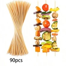 50/90入組一次性竹籤，天然竹製（90入組，2.5mm和3.0mm直徑/50入組，3.5mm和4.0mm直徑），適用於燒烤，開胃菜，水果，雞尾酒，烤肉串，巧克力噴泉，廚房，手工藝品和派對 - 彩色 - 查看 10