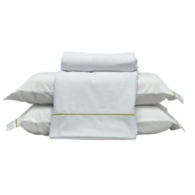 Premium Queen Sheet Set - White With Gold Festoon Detail - 100% Egyptian Cotton - 300 Thread Count - 4 Pieces - 白色 - 查看 1
