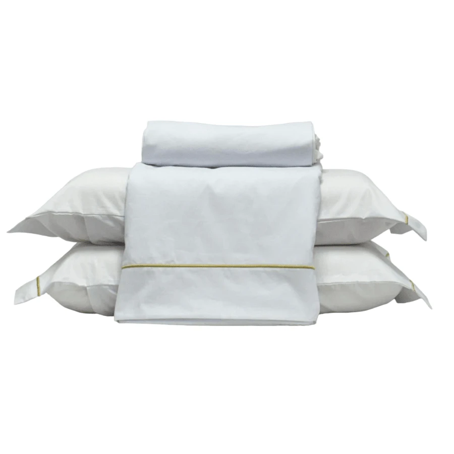 Premium Queen Sheet Set - White With Gold Festoon Detail - 100% Egyptian Cotton - 300 Thread Count - 4 Pieces - 白色 - 查看 1
