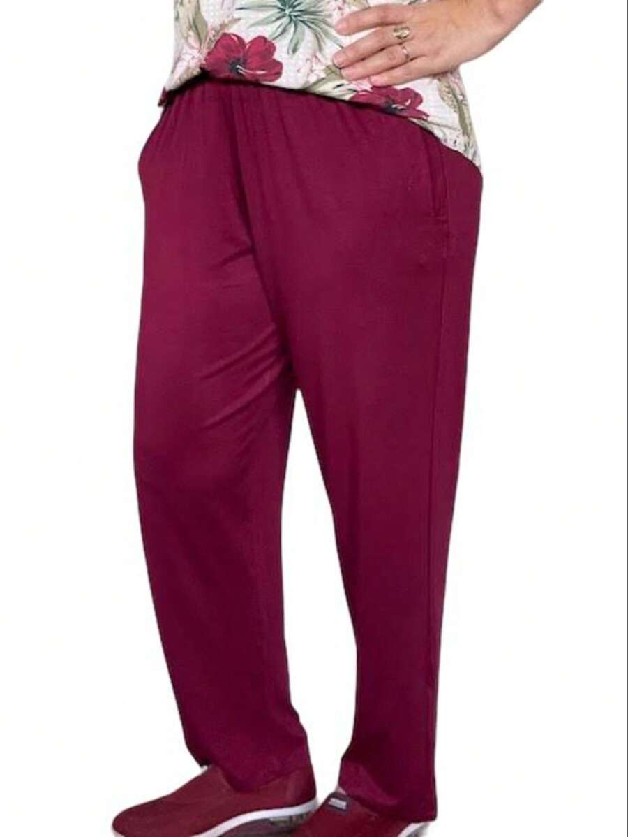 Viscolycra Mesh Pants Plus Size Comfortable Loose - 紅木色 - 查看 1