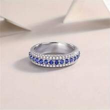 1 pieza Anillo de aleación coreano de estilo nuevo totalmente enjoyado de 3 hileras, joyería de moda hip hop de para hombres y mujeres, accesorio de joyería para fiestas/festivales