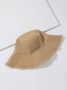 1pc Women's Solid Color Artsy Frayed Brim Bucket Hat, Versatile Bucket Hat - Multicolor - View 7