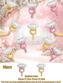 10 piezas Globos de foil en forma de anillo de diamante en color oro rosa mini para decoraciones de boda y fiesta de cumpleaños - Multicolor - Ver 8