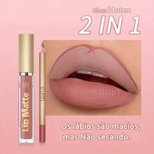 Set Of 2 Lip Glosses And Lip Liner For A Matte Moisturizing Effect - #04 - Xem 4