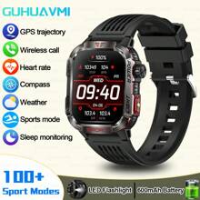 1pc GUHUAVMI 2024 New Outdoor GPS Trajectory Smart Watch Men, 2.01 Inch (5.1cm) HD Full Touch Screen, With Wireless Calling, Voice Assistant, Message Push, Compass, 100+Sports Mode Wristband, 600mAh Battery, LED Flashlight Function, Heart Rate And Blood Oxygen Monitoring Watch, IP68 Waterproof Smart Watch Women, For Android&IOS