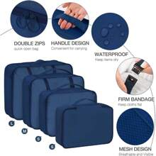 Packing Cubes For Suitcases,Packing Cubes With Shoe Bag, Cosmetics Bag, Clothing Bag, Accessories Bags Packing Cubes For Travel Luggage Organizer Women Men - 9件套裝 海軍藍 - 查看 3