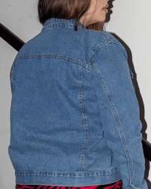 Plus Size Marbled Jacket With Lined Button - Màu xanh lam - Xem 2