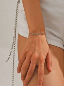 1pc Fashionable Gold-plated Chain Bracelet For Women - Yellow Gold - View 8