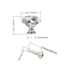 12个水晶玻璃橱柜拉手，适用于衣柜门、抽屉柜、鞋柜、厨房橱柜及其他家具，单孔1.18英寸，小型锌合金把手，家具配件 - 彩色 - 查看 4