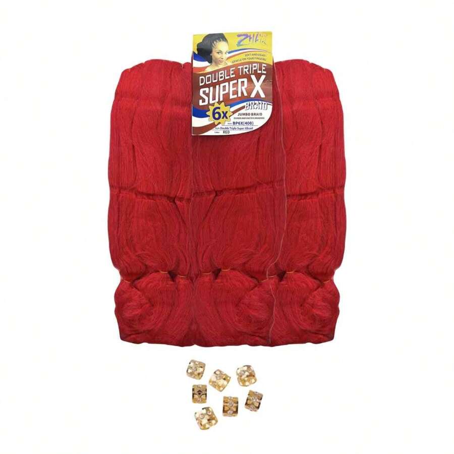 Jumbo Hair Super X Promotion 1 Unit Voluminous Box Braids, Braids - 紅色 - 查看 1