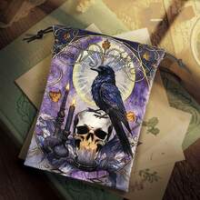 Tirmanaz Sac de rangement de cartes de tarot avec imprimé corbeau, sac de rangement pour cartes oracles de tarot, dés runiques, sac à bijoux cristaux, sac multi-usages pour sorcière et divination, boîte à bijoux, organisateur à bijoux pour femmes et filles, support à bijoux, idéal pour les boucles d'oreilles, colliers, bagues et accessoires de mariage ; également adapté à la décoration d'intérieur et comme cadeau pour les demoiselles d'honneur - Voir 7