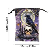 Tirmanaz Sac de rangement de cartes de tarot avec imprimé corbeau, sac de rangement pour cartes oracles de tarot, dés runiques, sac à bijoux cristaux, sac multi-usages pour sorcière et divination, boîte à bijoux, organisateur à bijoux pour femmes et filles, support à bijoux, idéal pour les boucles d'oreilles, colliers, bagues et accessoires de mariage ; également adapté à la décoration d'intérieur et comme cadeau pour les demoiselles d'honneur - Voir 4