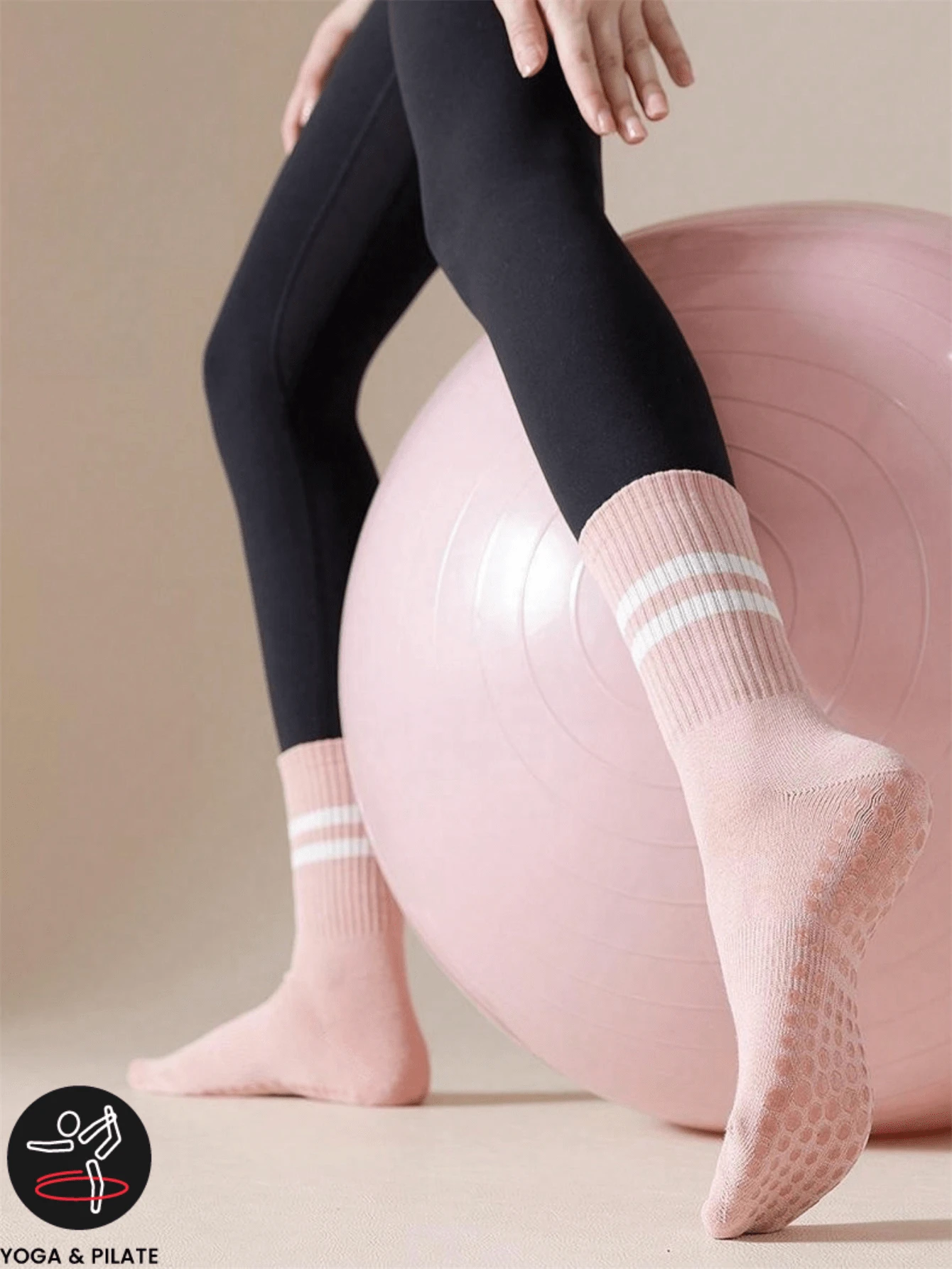 1 Paar Damen Mittelhoch Outdoor Sport Yoga Socken mit einfarbigem und Streifenmuster