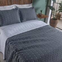 Double-Sided Embroidered Bedspread Kit With 200 Thread Count Percale For Standard Double Bed - 灰色 - 查看 3