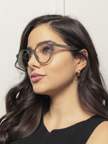 ROUND EYEWEAR FRAME FOR WOMEN AND MEN TR90 UV400 LENS FLEXIBLE TEMPLE - Màu Xám nhạt - Xem 2