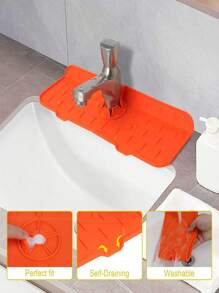 1pc Silicone Kitchen Sink Tap Pad, Anti-Splash Faucet Splash-Proof Sink Drain Pad, Keeping Kitchen/Bathroom Sink Dry (Black) - Multicolor - View 15