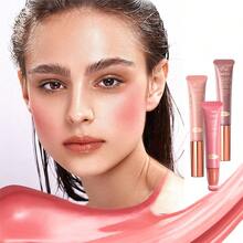 Dewy Liquid Blush Lipstick Eyeshadow Makeup Pencil Multipurpose Wear Natural Shine Highlighter Matte Face Blush - #01 - 查看 2