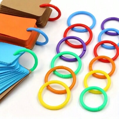 50 Pcs Assorted Color Plastic Open Ring Binder Loose Leaf Rings, Clip Binder Rings, Card Making Rings, School Supplies & Reading Tools,Back To School