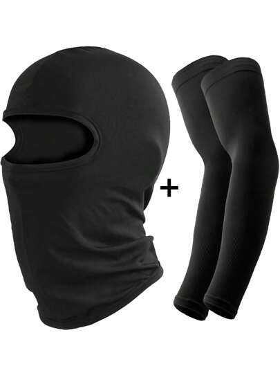 Conjunto de pasamontañas máscara facial + mangas para el brazo, cuello de rejilla de enfriamiento de verano, bufanda de protección UV para motocicleta y esquí para hombres/mujeres, máscara completa para la cabeza y cubierta para el cuello de protección UV para conducción y ciclismo en verano