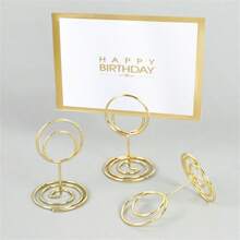 10/20Pcs Metal Place Card Holders Round Heart Shape Photo Clip Stands Wedding Table Number Name Sign Stand Wedding Birthday Party Home Decoration