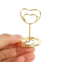 10/20Pcs Metal Place Card Holders Round Heart Shape Photo Clip Stands Wedding Table Number Name Sign Stand Wedding Birthday Party Home Decoration