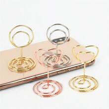 10/20Pcs Metal Place Card Holders Round Heart Shape Photo Clip Stands Wedding Table Number Name Sign Stand Wedding Birthday Party Home Decoration