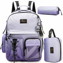 3PCS Multi-Coloured Leather Backpack For Kids Multi-Pocket Multi-Functional Schoolbag With Lunch Bag And Pencil Case Kids Travel Bag For Elementary School Students - Multicolor - View 16