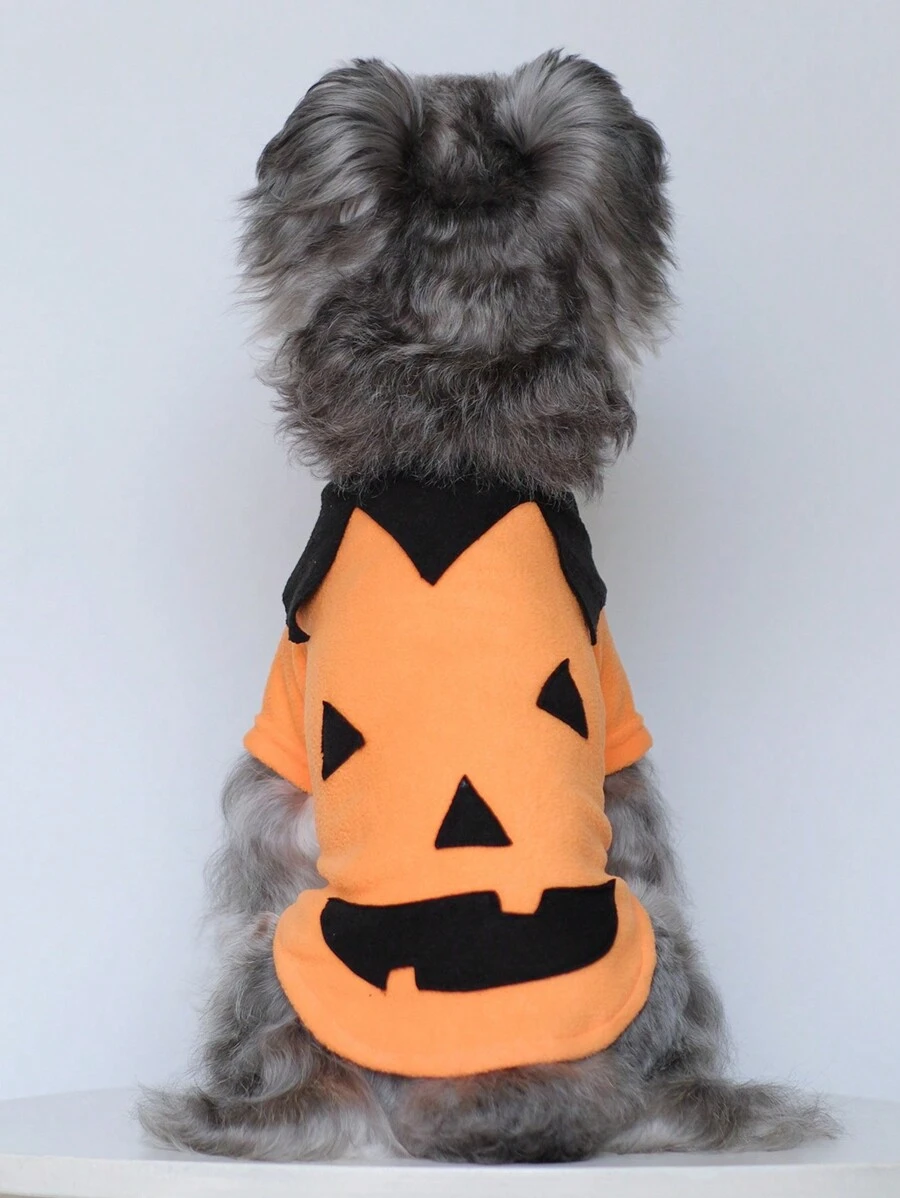1pc Pet Funny Pumpkin Halloween Costume For Dogs & Cats - Orange - View 1