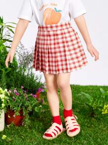 mini bala Summer Grid Pattern Skirt - Red - View 3