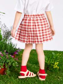 mini bala Summer Grid Pattern Skirt - Red - View 2