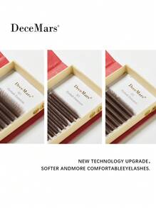 DeceMars Extensão de Cílios DeceMars 0,07mm 3D W L L+ M Curl, Cílios Postiços Marrons