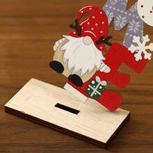 1pc Faceless Wooden Christmas Decor, Colorful Painted Vertical Lettering Tabletop Decoration - Multicolor - View 6