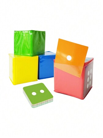 BELLKIDS 1pc DIY Card Inserting Dice, 4 Colors, Can Be Paired With Cards, Card Recognition Games, Teaching Dice Toys, 6-Sided Dice, Classroom, Party, Home, Teaching Tools.,Board Games,Playing Dice, Packs
