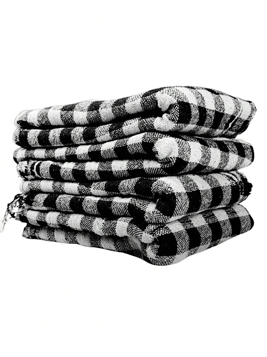 Kit With 10 Premium Black Checkered Floor Cloths 100% Cotton - màu đen - Xem 1
