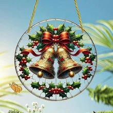 1/2 chiếc chuông Giáng sinh 2D hình quả cầu bắt nắng, đồ trang trí treo cửa sổ bằng kính sơn Acrylic, thích hợp cho phòng ngủ, sân vườn, trang trí hiên nhà, quà tặng ngày lễ cho bạn bè và gia đình - Nhiều màu - Xem 4