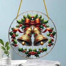 1/2 chiếc chuông Giáng sinh 2D hình quả cầu bắt nắng, đồ trang trí treo cửa sổ bằng kính sơn Acrylic, thích hợp cho phòng ngủ, sân vườn, trang trí hiên nhà, quà tặng ngày lễ cho bạn bè và gia đình - Nhiều màu - Xem 3