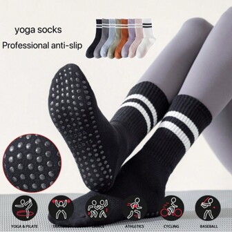 Sports Outdoor Pilates Socks Professional Non-Slip Socks Medium Tube Yoga Socks Anti-Slip Sports Solid Color Floor Socks Yoga Socks