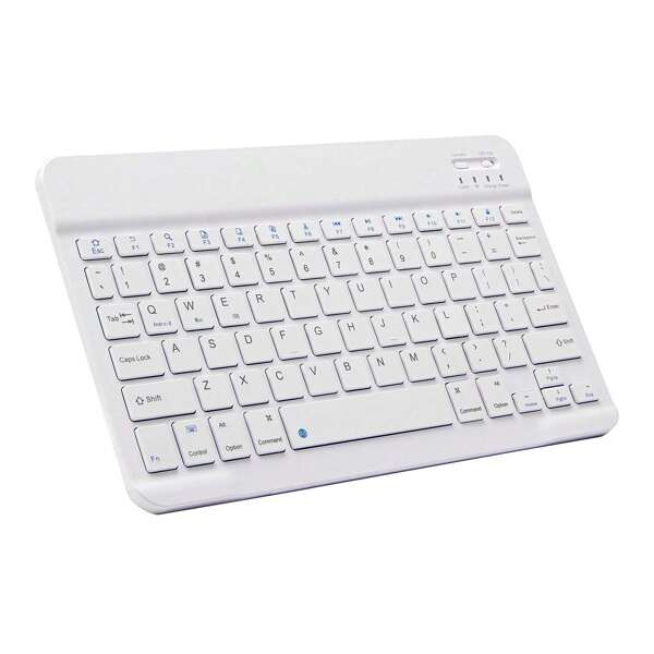 Teclado Bluetooth ultradelgado y portátil, mini teclado inalámbrico recargable compatible con iPad de Apple, , tabletas y teléfonos , compatible con iOS, Android y Windows (Blanco)