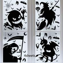 1 Set Halloween Giant Ghost Monster Ghost Shadow Window Sticker Witch Death God Bat Skeleton Halloween Party Decoration Static Sticker,Christmas - Multicolor - View 11