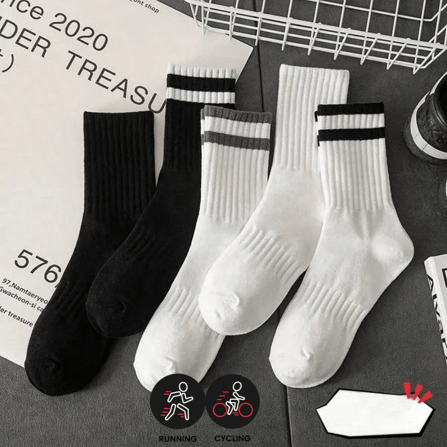 Thể Thao Ngoài Trời 5 Cặp/gói Tất Nén Màu Đen Trắng Cho Nam Và Nữ, Du Lịch Ngoài Trời - Đen và trắng - Xem 1
