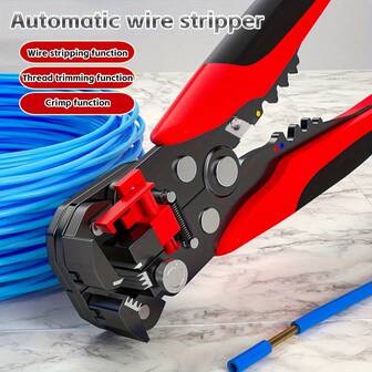 1pc Automatic Wire Stripper, Professional Multi-Function Fast Stripping Crimper Tool, Upgraded Quad-Tooth Double-Sided Spring Saves Time & Effort With Built-In Knife For Home Appliances, Machinery, Electrical Wiring Repair