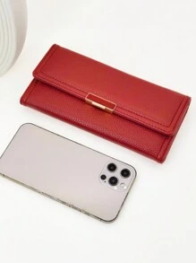 MINGYOU Damen Langes Portemonnaie, faltbar, multifunktional, weiche PU-Kunstleder, einfarbig, großes Fassungsvermögen, viele Kartenfächer, Ausweisetui, modische, kompakte Reißverschluss-Münztasche