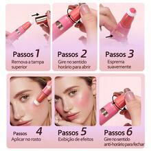 Dewy Liquid Blush Lipstick Eyeshadow Makeup Pencil Multipurpose Wear Natural Shine Highlighter Matte Face Blush - #01 - 查看 9