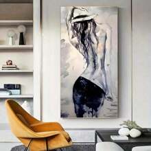 1pc Modern Minimalist Beauty Portrait Poster And Print For Wall Art Decor, Oil Painting, Indoor Gallery, Living Room, Bedroom, With Frame