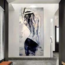 1pc Modern Minimalist Beauty Portrait Poster And Print For Wall Art Decor, Oil Painting, Indoor Gallery, Living Room, Bedroom, With Frame
