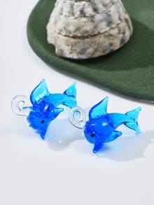 1/5 pièces Dauphin, hippocampe, pendentif d'animal marin en cristal de verre mignon et coloré, adapté pour la fabrication de bijoux DIY, colliers, boucles d'oreilles, porte-clés, chaîne de téléphone, décoration d'aquarium, cadeau - Multicolore - Voir 3