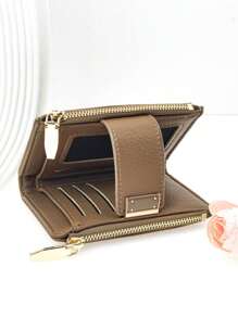 MINGYOU Ví da PU mềm ngắn cho nữ, dung tích lớn, ví đa chức năng nhiều lớp, ví cầm tay nhiều ngăn đựng thẻ có khóa bấm thanh lịch, ví đựng tiền xu có khóa kéo, ví cầm tay mềm nhẹ tiện lợi cho tiệc tùng, hẹn hò, quà tặng ngày lễ - Lạc đà - Xem 2