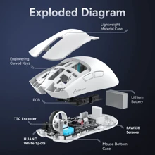 ATTACK SHARK X11 Gaming Mouse with Magnetic Charging Dock, PixArt PAW3311 Gaming Sensor, BT/2.4G Wireless/Wired Gaming Mouse, 22000 dpi, Office Mice Gamer Mice for Win11/Xbox/PS4/5 - Blanco - Ver 6